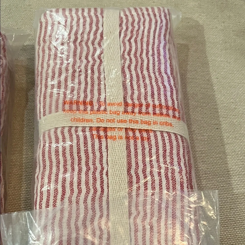 Creative Co-Op Red & White Ticking Stripe Napkins/NWT/Set of 4